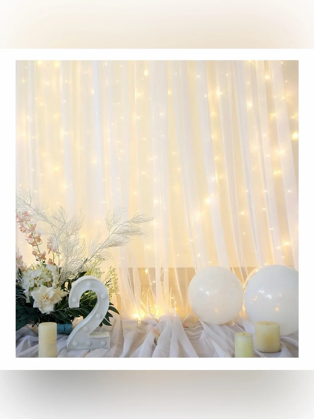 White Fairy Light Curtain Backdrop 2 Pack (stand NOT included)